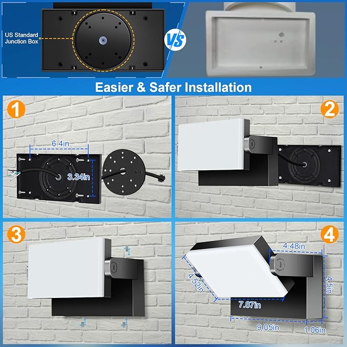 ledmo Outdoor LED Flood Lights - 60W Black 360 Adjustable Head Exterior - Image 9