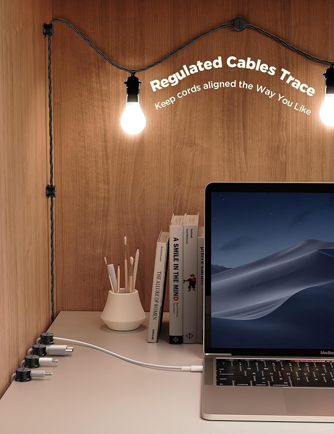 9 Pack Cable Management Cord Holder, JOYROOM Magnetic Cable Clips Adhesive Wire - Image 3