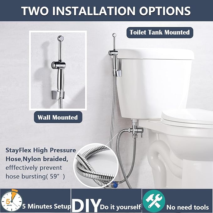 SonTiy Handheld Bidet Sprayer for Toilet, Adjustable Water Pressure Control - Image 5
