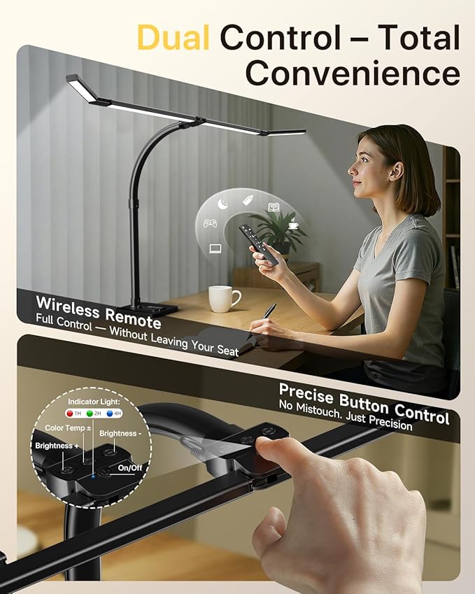 ONEMIX 42" LED Desk Lamp for Home Office, Eye-Caring Desk Light - Image 3