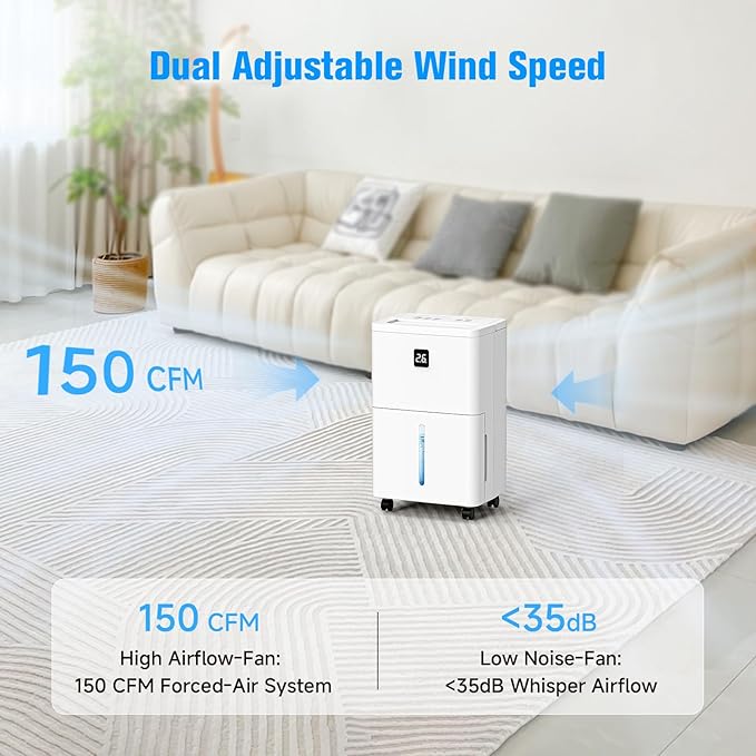 25 Pint Dehumidifier for Basement, Quiet Dehumidifier - Image 3