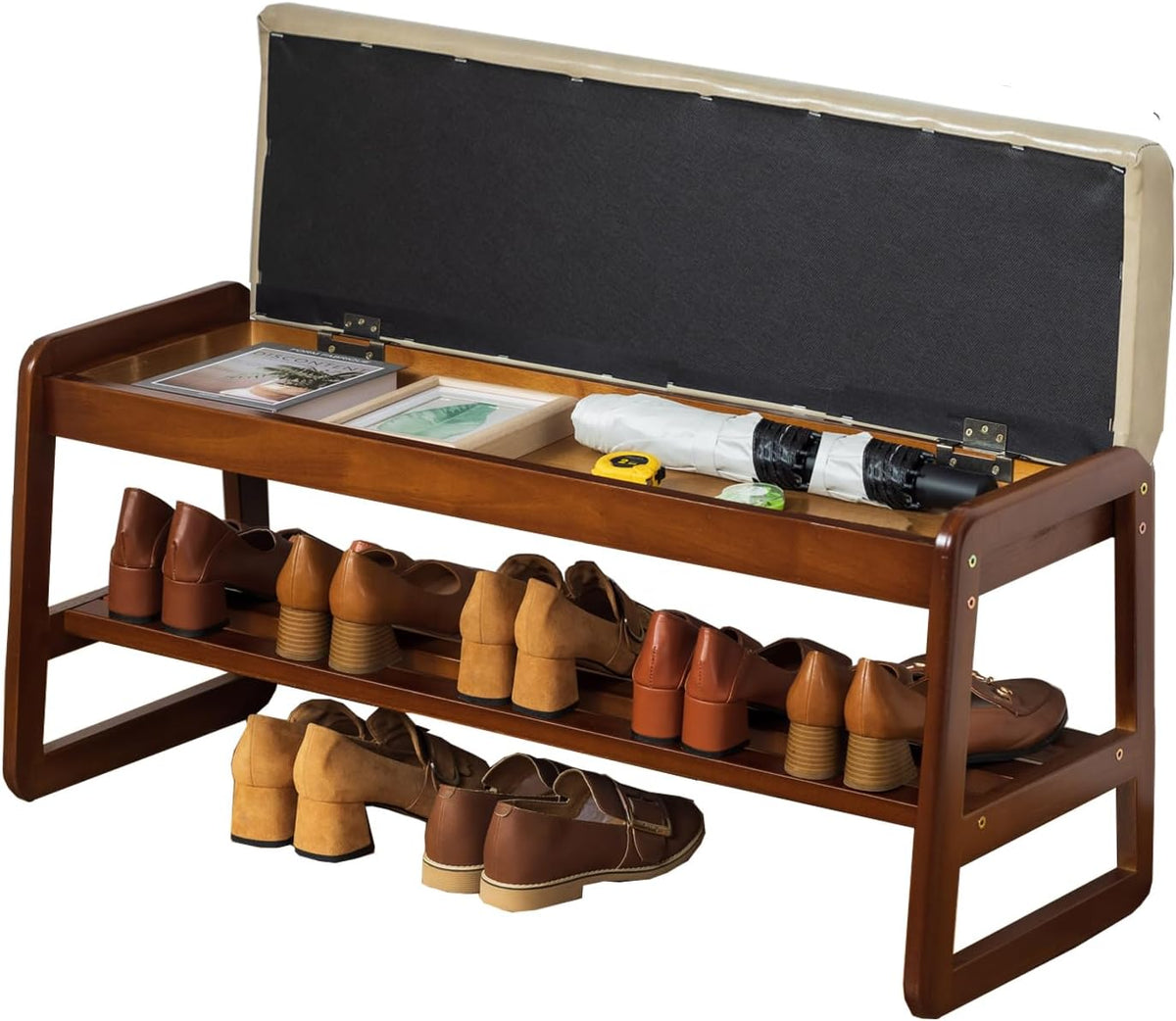 latifolia 2 tier shoe rack bench with flip-top, main product view