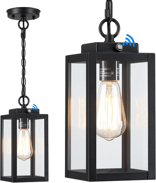 11'' Dusk to Dawn Outdoor Pendant Light, Modern Outside Chandelier Outdoor