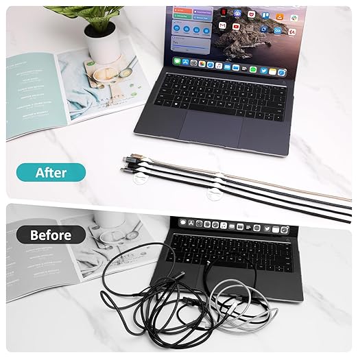 16Pack White Desk Cable Management, Adjustable Cord Organizer Cable Clips - Image 4
