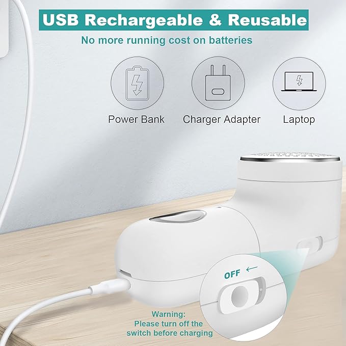 Garstor Fabric Shaver, Electric Lint Remover, USB Rechargeable Sweater Shaver - Image 4