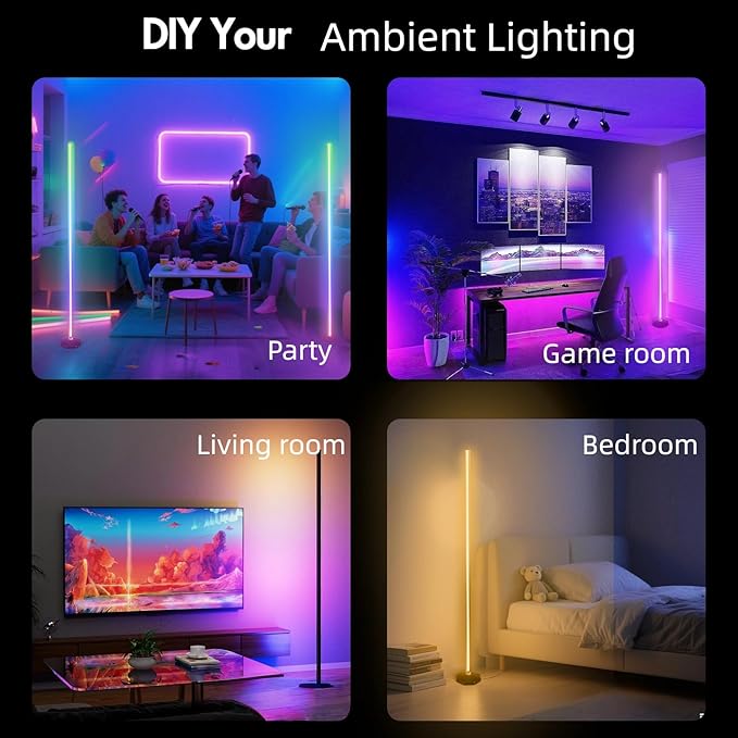 PTVGS LED RGB Corner Lamp: Smart RGB LED Corner Floor Lamp Adjustable Height - Image 8