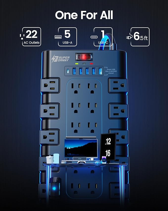 Power Strip, SUPERDANNY Surge Protector - Image 2