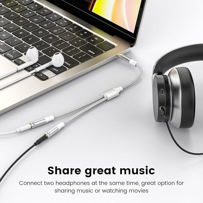 MOSWAG Headphone Splitter, 3.5mm Stereo Audio Splitter, Hi-Fi Sounds Extension - Image 3