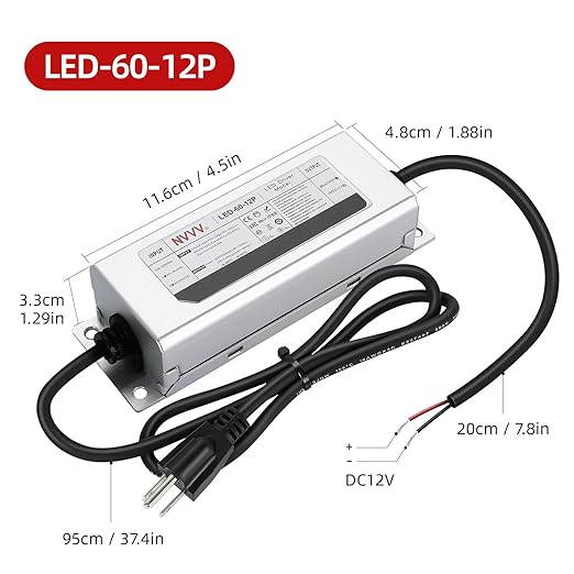 12V LED Driver 60 Watts Waterproof IP68 Power Supply Low Voltage Landscape - Image 3