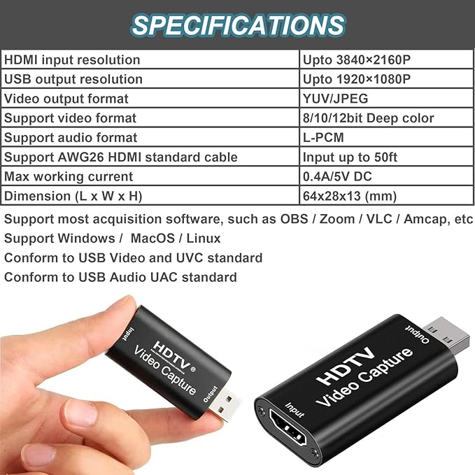 Gebildet 4K Video Capture Card, HDMI to USB Capture Card 1080P - Image 6