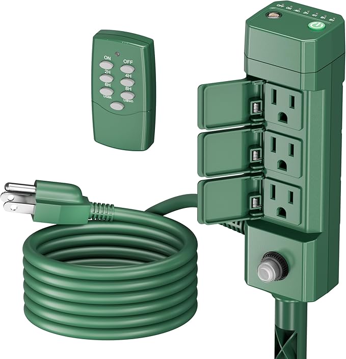 BN-LINK Outdoor Power Stake Timer, 100FT Wireless Remote Control, Dusk to Dawn by BN-LINK