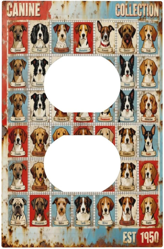 Bvtewkhz Dogs Funny Puppy Pets Vintage Duplex Outlet Decorative Outlet Covers by Unknown