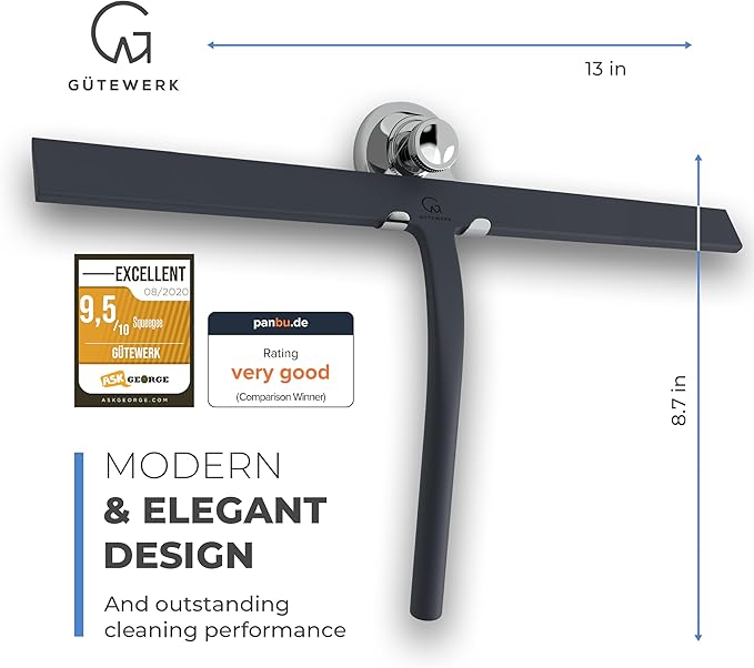 GÜTEWERK Shower Squeegee for Glass Doors, Silicone Window Squeegee, Bathroom - Image 3