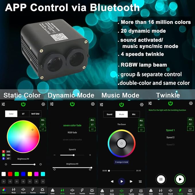 AZIMOM Dual Color 20W Fiber Optic Light Source RGBW Light Box Engine Diver - Image 2