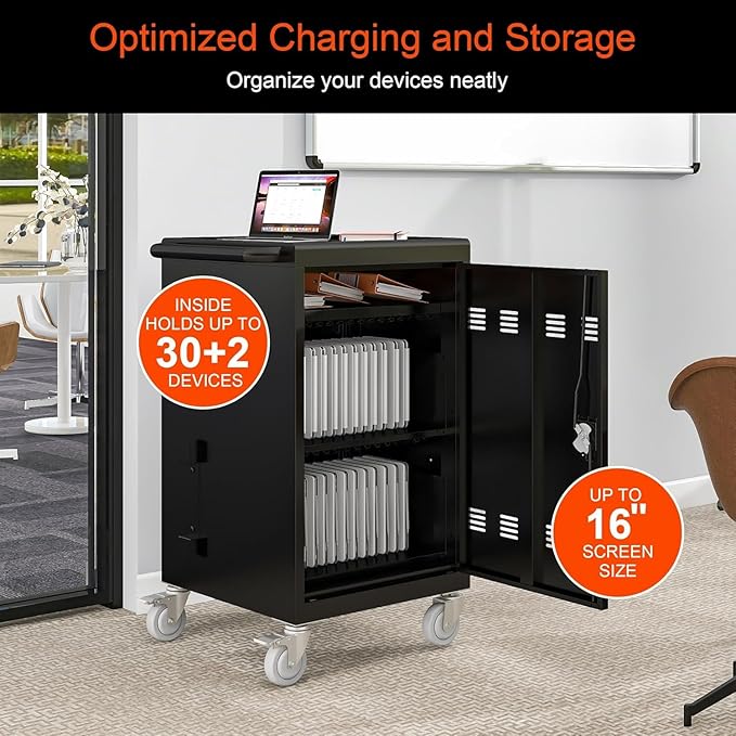 Aokleo 32 Devices Laptop Charging Cart, Tablet Storage Carts - Image 5