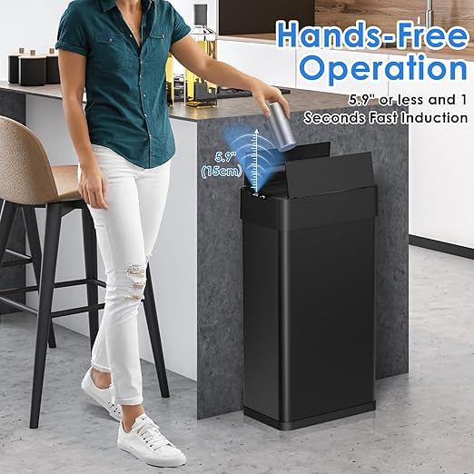 Arlopu 21.1 Gal Automatic Trash Can, 80L Stainless Steel Motion Sensor Garbage - Image 4