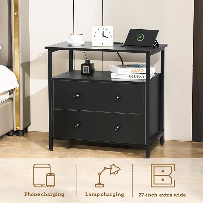 Edbuosy 27 inch Wide Night Stand Set 2 - Image 4