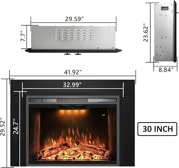 Velaychimny 42" Electric Fireplace Insert - Image 2
