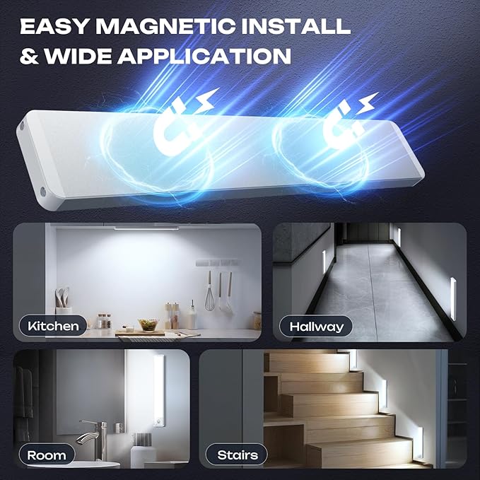 LUMIJOLI 2 Pack Under Cabinet Lighting Wireless 10inch LED Motion Sensor - Image 3