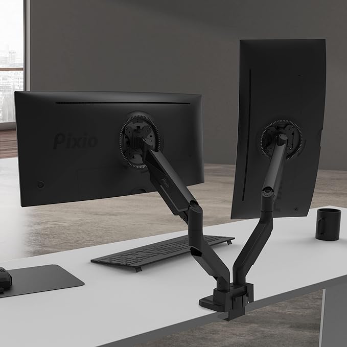 Pixio PS2D Ultrawide Heavy-Duty Premium Dual Monitor Arm Stand Desk Mount - Image 9