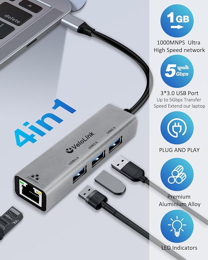 USB ethernet Adapter, USB 3.0 hub - Image 3