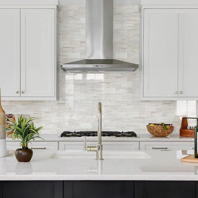 Vamos Tile 4-Piece Glossy Wooden Marble Grain Peel and Stick Backsplash Tile - Image 7