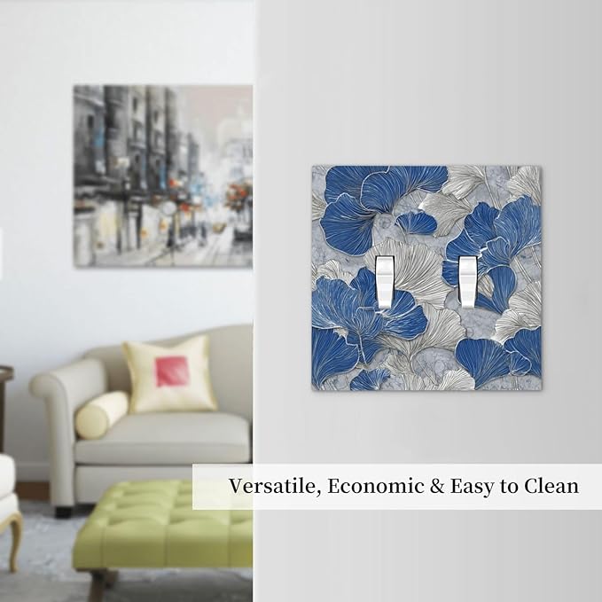 Bvtewkhz Abstract Blue Marble Plant Leaves 2 Gang Double Toggle Decorative - Image 6