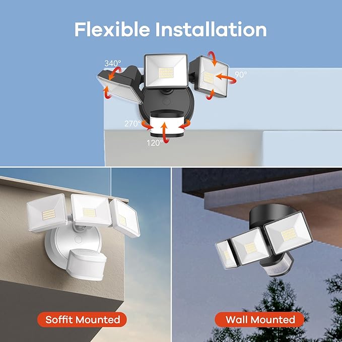 OREiN Motion Sensor Outdoor Flood Light 42W 6500LM, Super Bright LED Security - Image 7