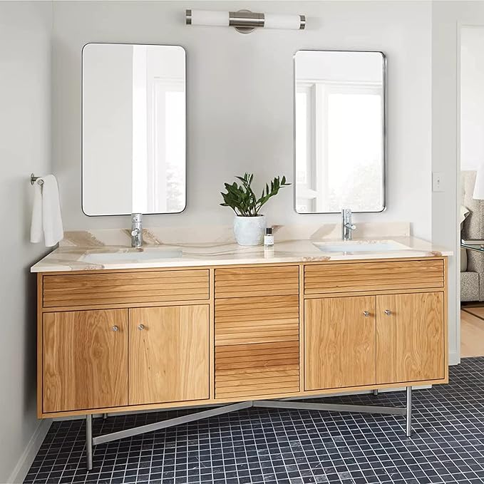 ANDY STAR Chrome Bathroom Mirror, 24”x40” Polished Nickel Rounded Corner - Image 8