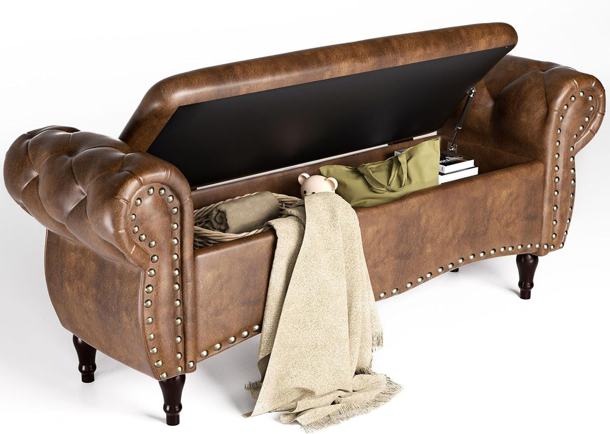 zzw storage ottoman bench, 51" length upholstered end, main product view