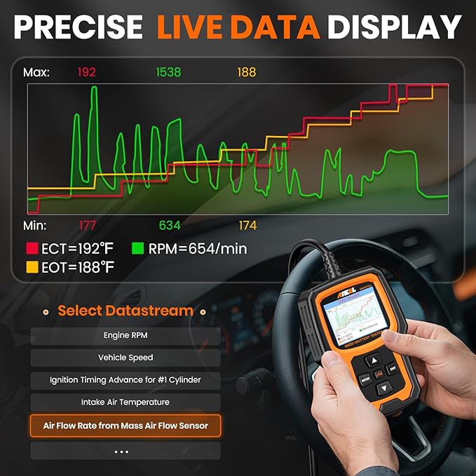 ANCEL AD410 PRO OBD2 Scanner and Battery Tester, 2-in-1 Car Diagnostic Tool - Image 9