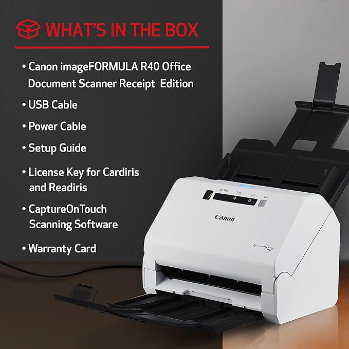 Canon imageFORMULA R40 Office Document Scanner Receipt Edition, - Image 6