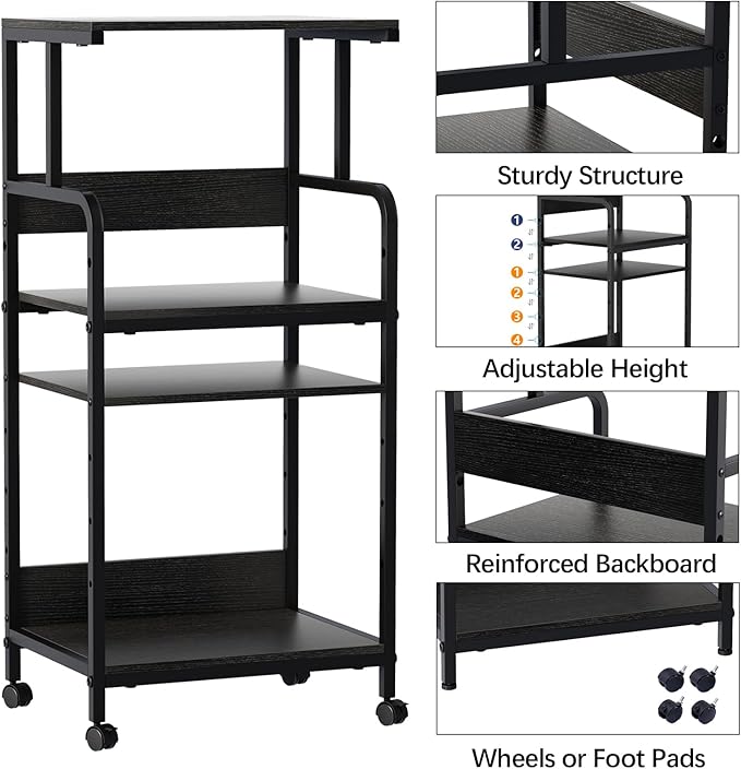 Arbuxzuy 4 Tier Stand with Storage Shelf, Tall Mobile Printer Table - Image 2