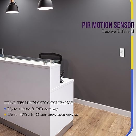 Enerlites MWOS-W Motion Sensor Switch, Ultrasonic and PIR Dual Technology - Image 2