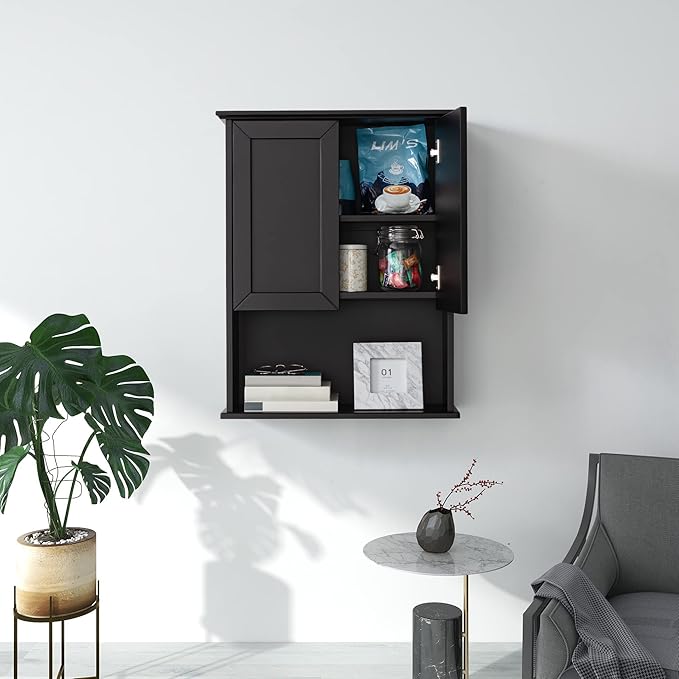 Black Bathroom Wall Cabinet 23x29 inch Wooden Bathroom Medicine Cabinet - Image 8