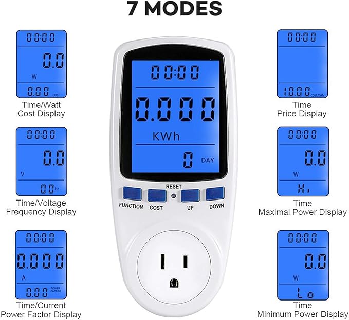 LED Watt Power Meter Plug, Home Electricity Usage Monitor - Image 5