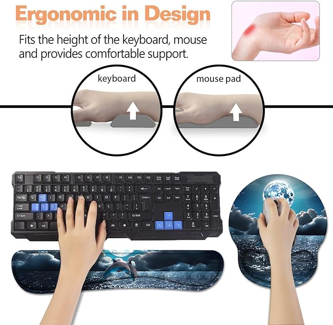 Keyboard Wrist Rest + Mouse Pad Wrist Support Set - Image 3