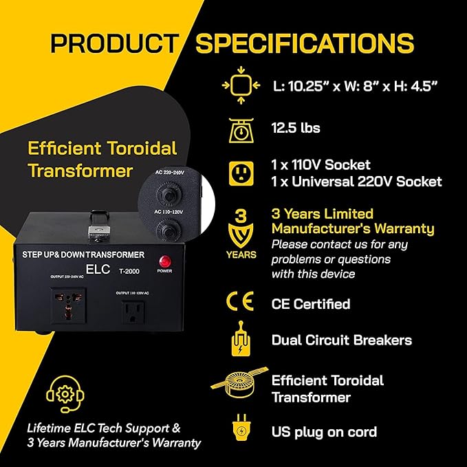 ELC T Series 2000+ Watt Voltage Converter Transformer - Image 8