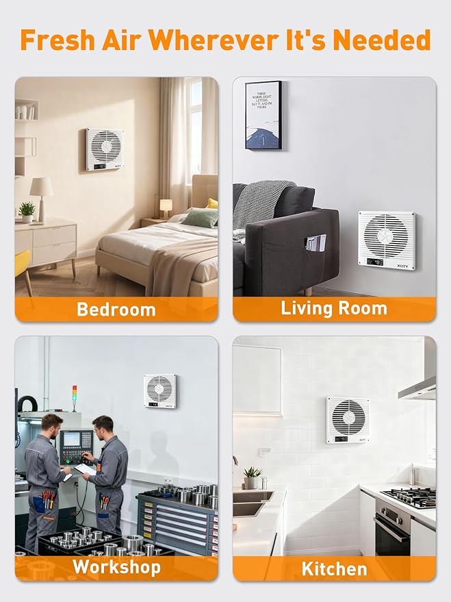 Xcity 8-Inch Room to Room Fan, Through-the-Wall Air Transfer Fan - Image 7