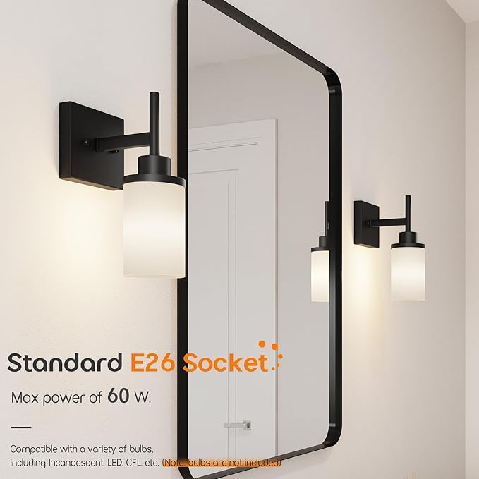 AONEON Wall Light Fixtures Matte Black Bathroom Vanity Lights Over Mirror - Image 3