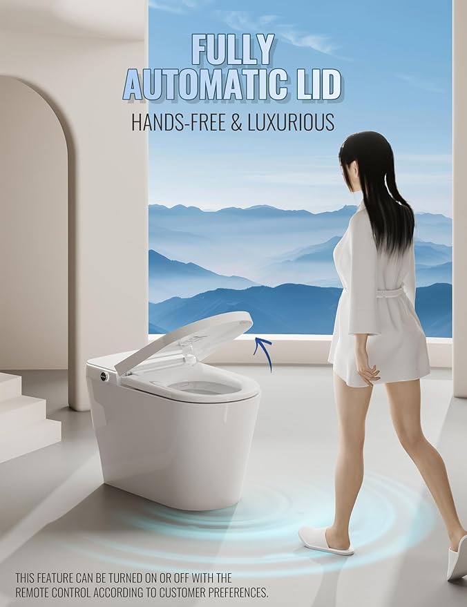 Luoware Smart Toilet with Bidet Built in, Auto Open/Close, Foam Shield - Image 4