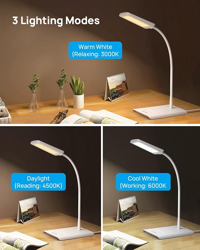 TROND Desk Lamp, Bright Dimmable Eye-Caring Table Lamp, 3 Color Modes 7 - Image 4