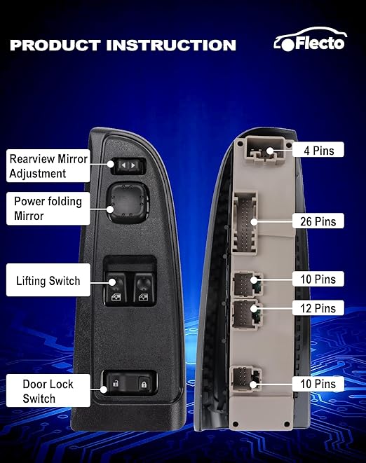 Flecto Master Power Window Switch Driver Side 15883318 - Image 3