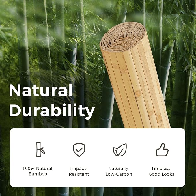 OUZUGIE 1 Pack 96x48 Inch Natural Bamboo Wall Panel – Natural Pole Wrap Paneling - Image 7