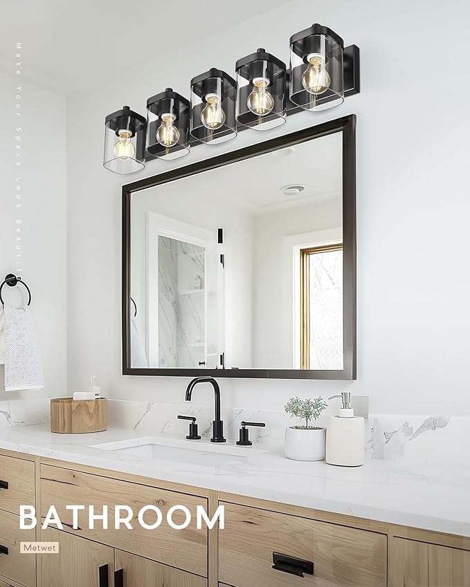METWET Bathroom Light Fixtures, 5-Light 30" Vanity Light - Image 4
