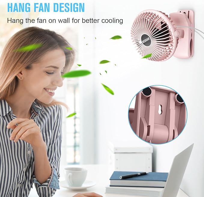 BESKAR Small Clip on Fan, 3 Speeds USB Fans - Image 6