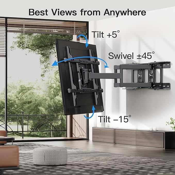 Full Motion TV Wall Mount Articulating Arms Swivel Tilt Rotation - Image 5