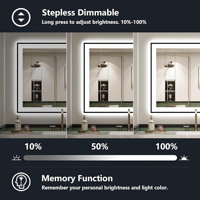 YEELAIT 28x32 Inch LED Bathroom Mirror - Image 4