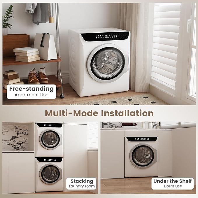 VCJ 2.8 cu.ft Portable Dryer, 1400W Electric Clothes Dryer - Image 8