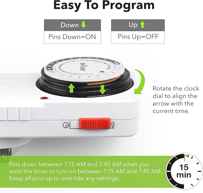 BN-LINK 24 Hour Plug-in Mechanical Timer Grounded - Image 3
